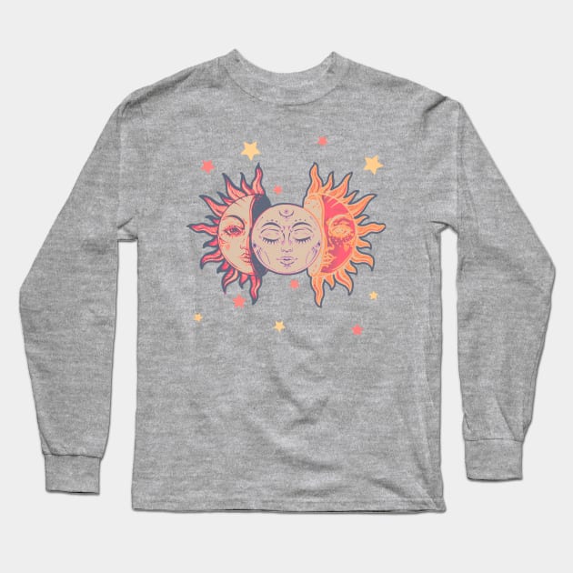 Star child of the moon and sun ( dreamy blue bg, matte 1 version) Long Sleeve T-Shirt by VantaTheArtist